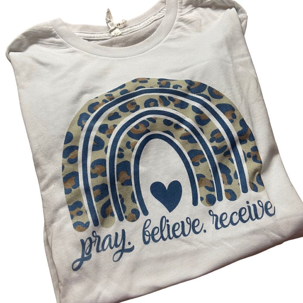 Sublivie ladies small subliminal print never worn Pray.Believe. Receive. See pic